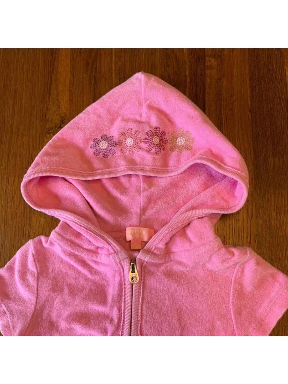 BUTTER Super Soft Girls Terry Cloth Romper 4T 3-4 Pink Sparkly Summer Playsuit - Picture 3 of 8